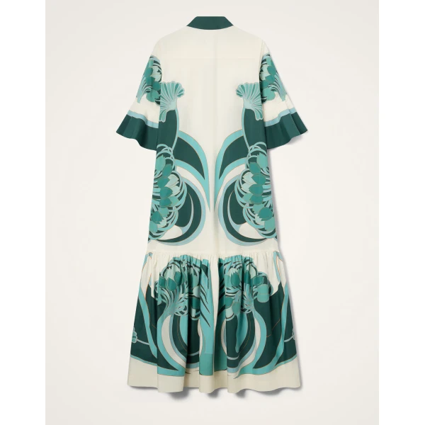 La DoubleJ Artemis Dress in Blooming Tulip Placée Dark Green - Dresses - Milanese Maximalist Fashion at Coveti