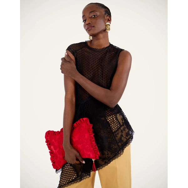 La DoubleJ Aura Top in Solid Black - Tops - Milanese Maximalist Fashion at Coveti