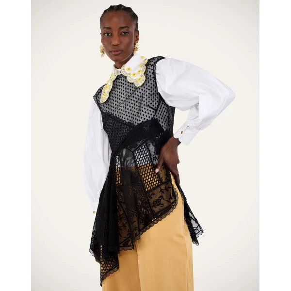 La DoubleJ Aura Top in Solid Black - Tops - Milanese Maximalist Fashion at Coveti
