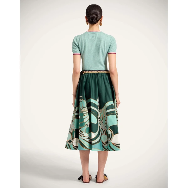 La DoubleJ Ballerina Skirt in Blooming Tulip Placée Dark Green - Skirts - Milanese Maximalist Fashion at Coveti