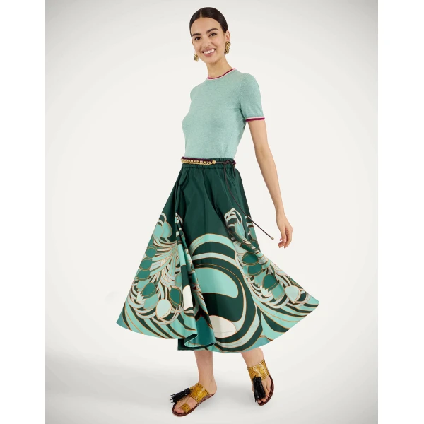 La DoubleJ Ballerina Skirt in Blooming Tulip Placée Dark Green - Skirts - Milanese Maximalist Fashion at Coveti