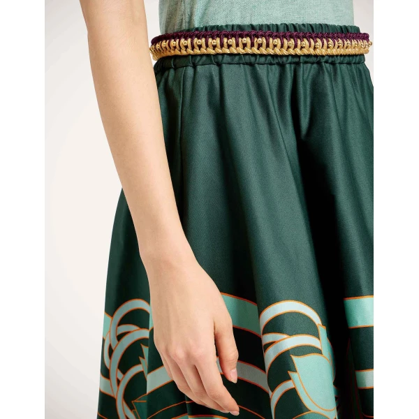 La DoubleJ Ballerina Skirt in Blooming Tulip Placée Dark Green - Skirts - Milanese Maximalist Fashion at Coveti