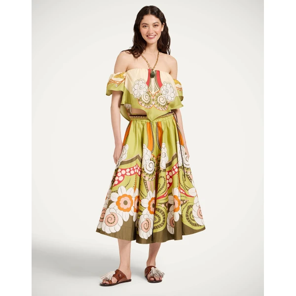 La DoubleJ Ballerina Skirt in Dragonfly Placée Green - Skirts - Milanese Maximalist Fashion at Coveti