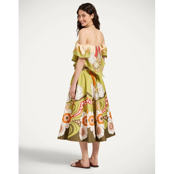 La DoubleJ Ballerina Skirt in Dragonfly Placée Green - Skirts - Milanese Maximalist Fashion at Coveti