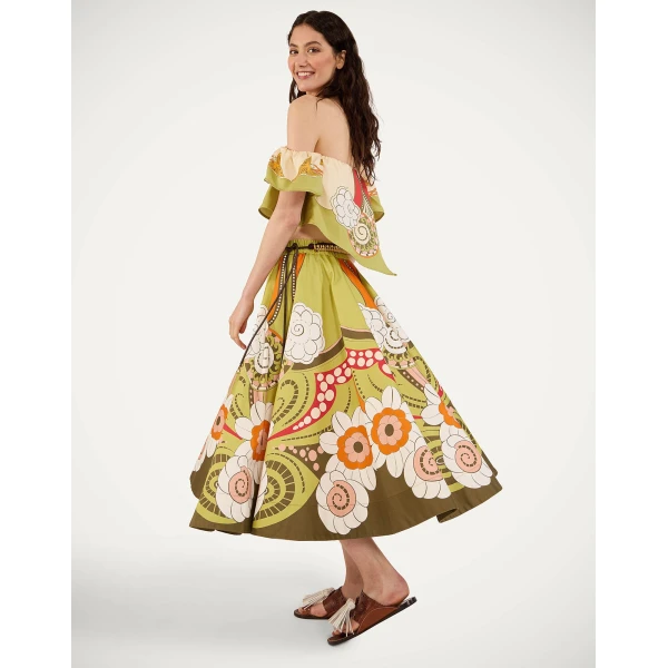La DoubleJ Ballerina Skirt in Dragonfly Placée Green - Skirts - Milanese Maximalist Fashion at Coveti
