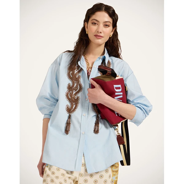 La DoubleJ Better Than Your Boyfriend's Shirt in Solid Light Blue - Tops - Milanese Maximalist Fashion at Coveti
