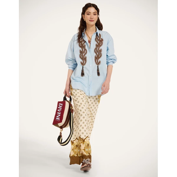 La DoubleJ Better Than Your Boyfriend's Shirt in Solid Light Blue - Tops - Milanese Maximalist Fashion at Coveti