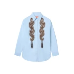 La DoubleJ Better Than Your Boyfriend's Shirt in Solid Light Blue - Tops - Milanese Maximalist Fashion at Coveti