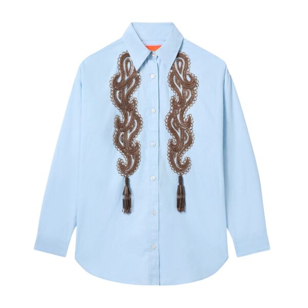 La DoubleJ Better Than Your Boyfriend's Shirt in Solid Light Blue - Tops - Milanese Maximalist Fashion at Coveti