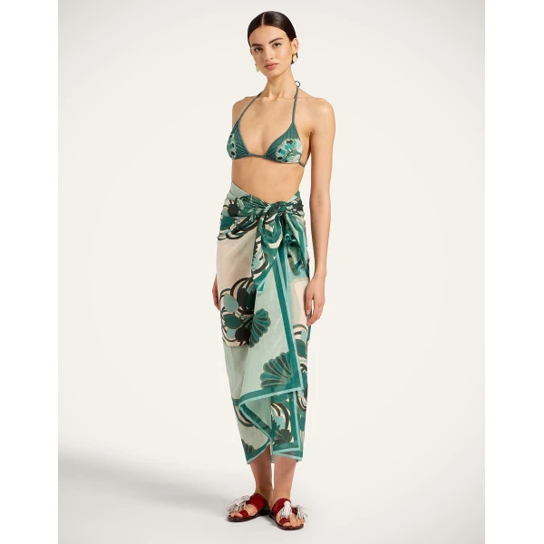 La DoubleJ Bikini Top in Blooming Tulip Placée Mint - Beachwear - Milanese Maximalist Fashion at Coveti
