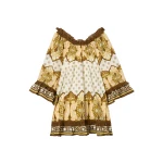 La DoubleJ Boho Mini Dress in Cocoon Placée Brown - Dresses - Milanese Maximalist Fashion at Coveti