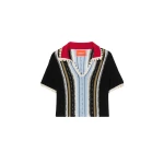La DoubleJ Bowling Polo in Multicolor Black & Blue - Knitwear - Milanese Maximalist Fashion at Coveti