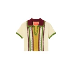 La DoubleJ Bowling Polo in Multicolor Ivory & Yellow - Knitwear - Milanese Maximalist Fashion at Coveti
