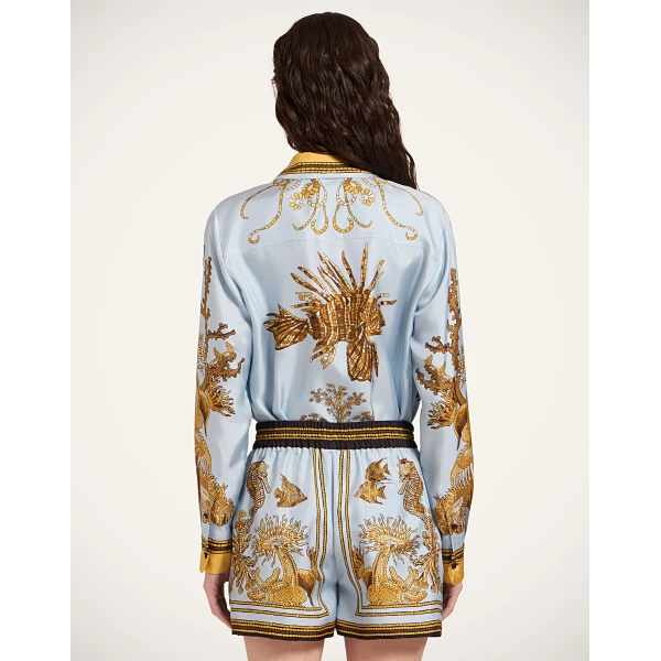 La DoubleJ Boy Shirt in Oceania Placée Light Blue - Tops - Milanese Maximalist Fashion at Coveti