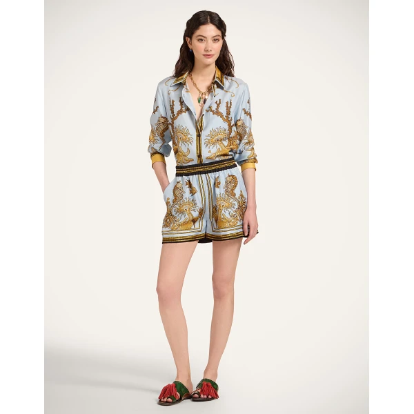 La DoubleJ Boy Shirt in Oceania Placée Light Blue - Tops - Milanese Maximalist Fashion at Coveti