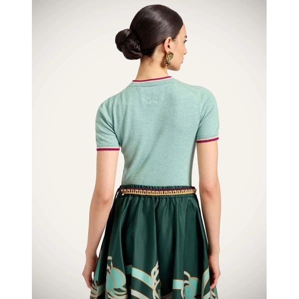 La DoubleJ Busy-Bee Tee in Solid Turquoise - Knitwear - Milanese Maximalist Fashion at Coveti