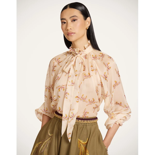 La DoubleJ Cerere Blouse in Farfalla Buttercream - Tops - Milanese Maximalist Fashion at Coveti