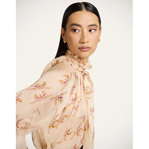La DoubleJ Cerere Blouse in Farfalla Buttercream - Tops - Milanese Maximalist Fashion at Coveti