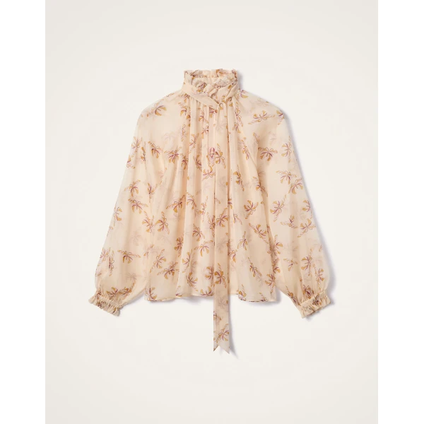 La DoubleJ Cerere Blouse in Farfalla Buttercream - Tops - Milanese Maximalist Fashion at Coveti