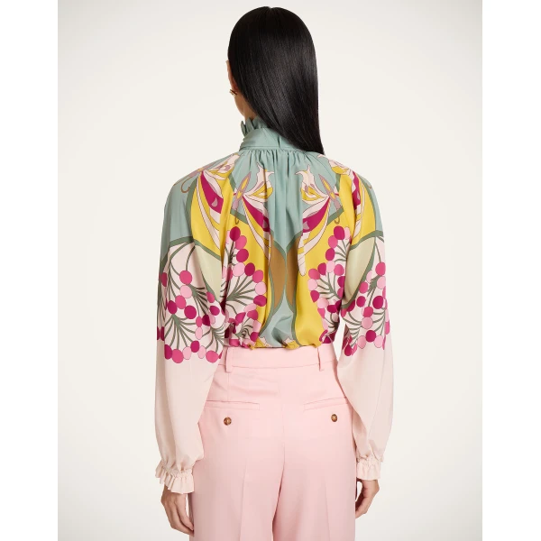 La DoubleJ Cerere Blouse in Florette Placée Fuchsia - Tops - Milanese Maximalist Fashion at Coveti
