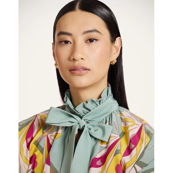 La DoubleJ Cerere Blouse in Florette Placée Fuchsia - Tops - Milanese Maximalist Fashion at Coveti