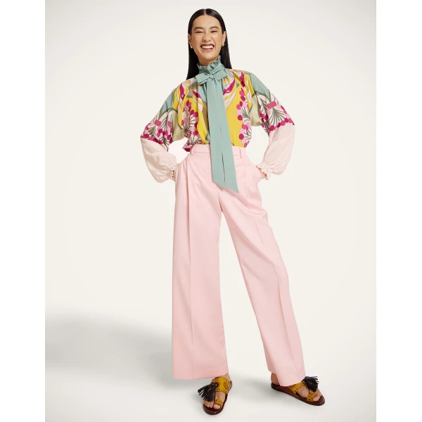 La DoubleJ Cerere Blouse in Florette Placée Fuchsia - Tops - Milanese Maximalist Fashion at Coveti