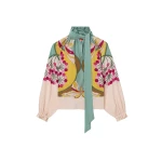 La DoubleJ Cerere Blouse in Florette Placée Fuchsia - Tops - Milanese Maximalist Fashion at Coveti