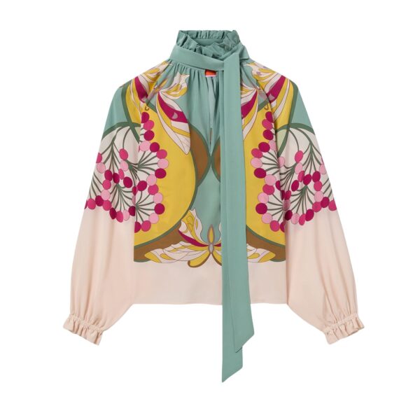 La DoubleJ Cerere Blouse in Florette Placée Fuchsia - Tops - Milanese Maximalist Fashion at Coveti