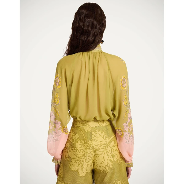La DoubleJ Cerere Blouse in Swathe Placée Green - Tops - Milanese Maximalist Fashion at Coveti