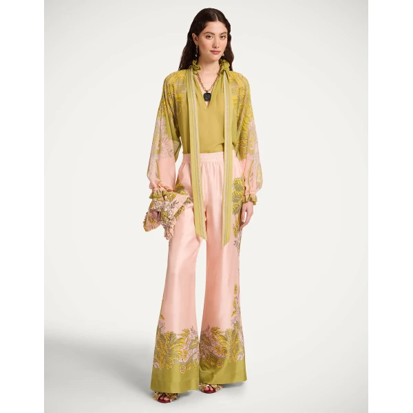 La DoubleJ Cerere Blouse in Swathe Placée Green - Tops - Milanese Maximalist Fashion at Coveti