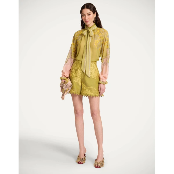 La DoubleJ Cerere Blouse in Swathe Placée Green - Tops - Milanese Maximalist Fashion at Coveti