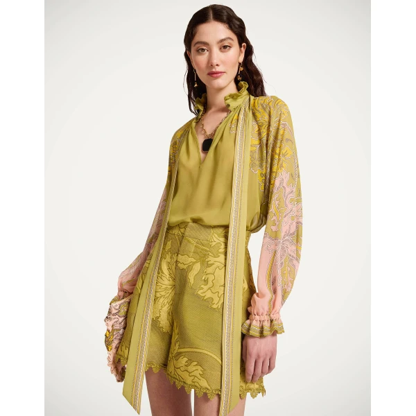 La DoubleJ Cerere Blouse in Swathe Placée Green - Tops - Milanese Maximalist Fashion at Coveti