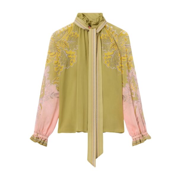 La DoubleJ Cerere Blouse in Swathe Placée Green - Tops - Milanese Maximalist Fashion at Coveti