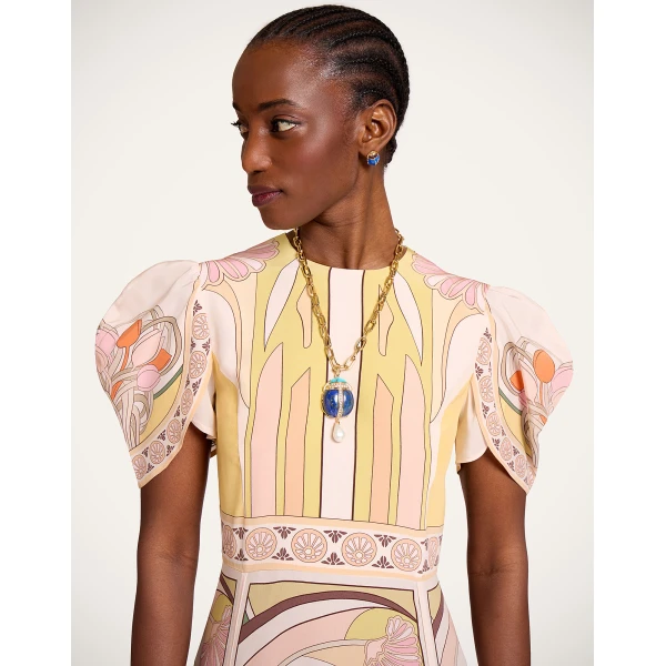 La DoubleJ Cherie Scarf Dress in Tulip Placée Pale Pink - Dresses - Milanese Maximalist Fashion at Coveti