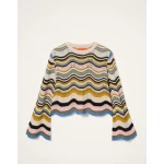 La DoubleJ Chevron Crop Sweater in Multicolor Geen & Pink - Knitwear - Milanese Maximalist Fashion at Coveti
