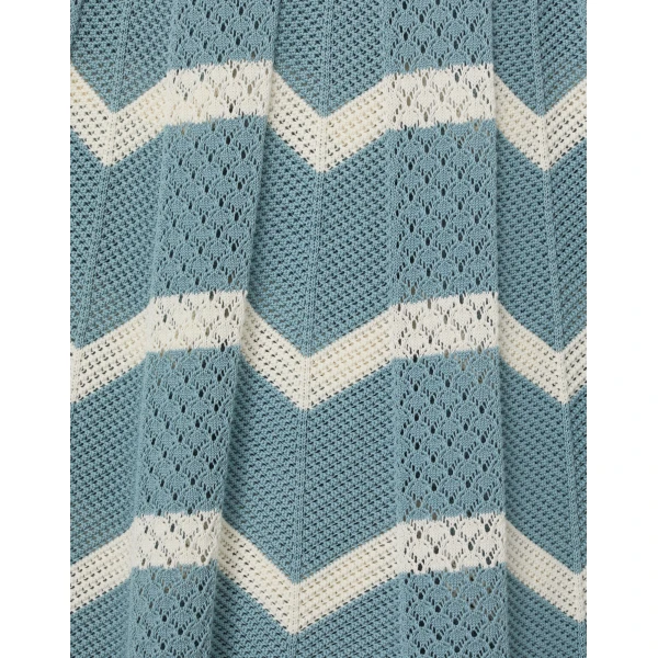 La DoubleJ Chevron Skirt in Color Block Blue & Ivory - Skirts - Milanese Maximalist Fashion at Coveti