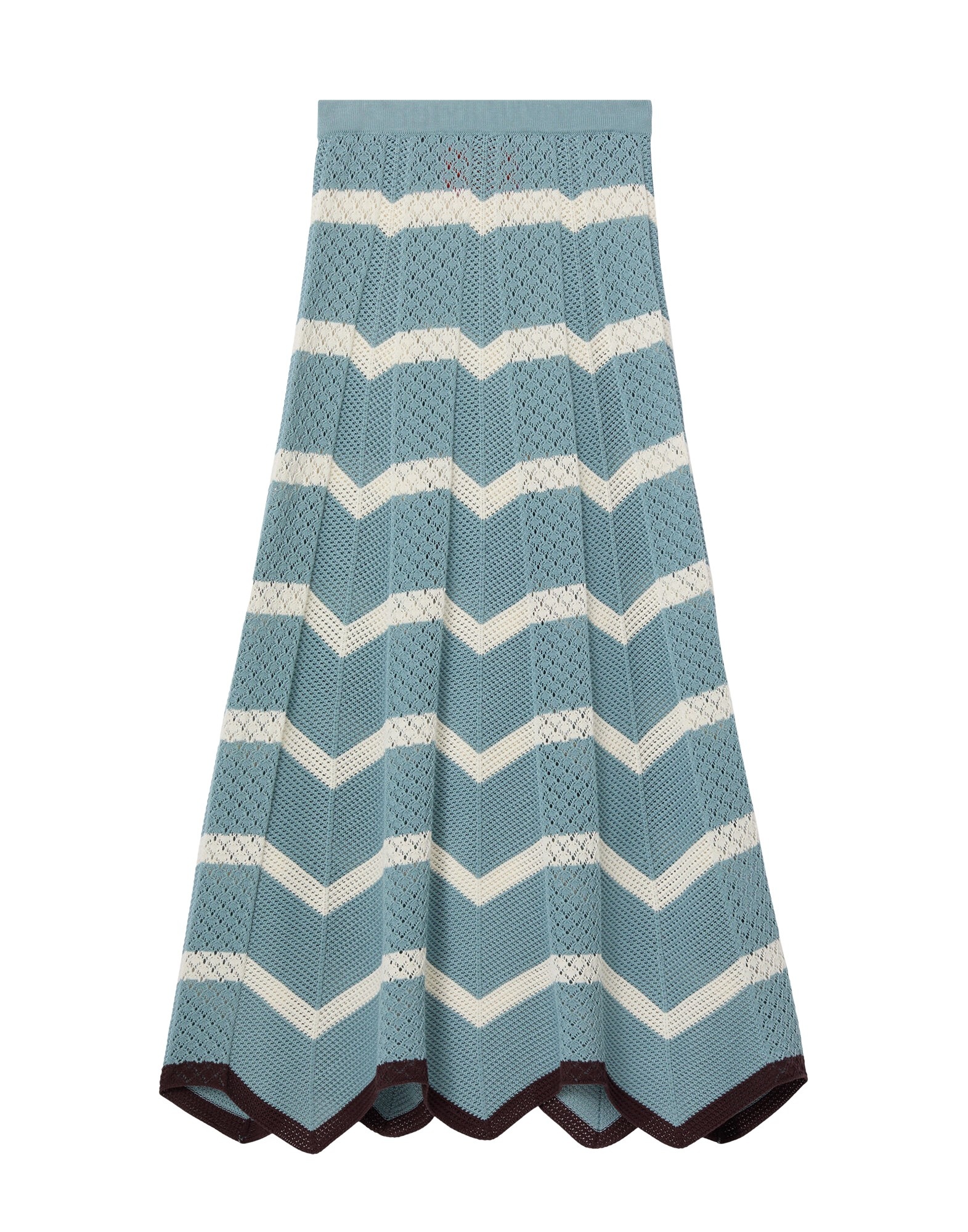 La DoubleJ Chevron Skirt in Color Block Blue & Ivory - Skirts - Milanese Maximalist Fashion at Coveti