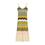 La DoubleJ Chevron Sundress in Multicolor Geen & Pink - Dresses - Milanese Maximalist Fashion at Coveti