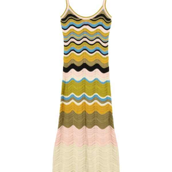 La DoubleJ Chevron Sundress in Multicolor Geen & Pink - Dresses - Milanese Maximalist Fashion at Coveti