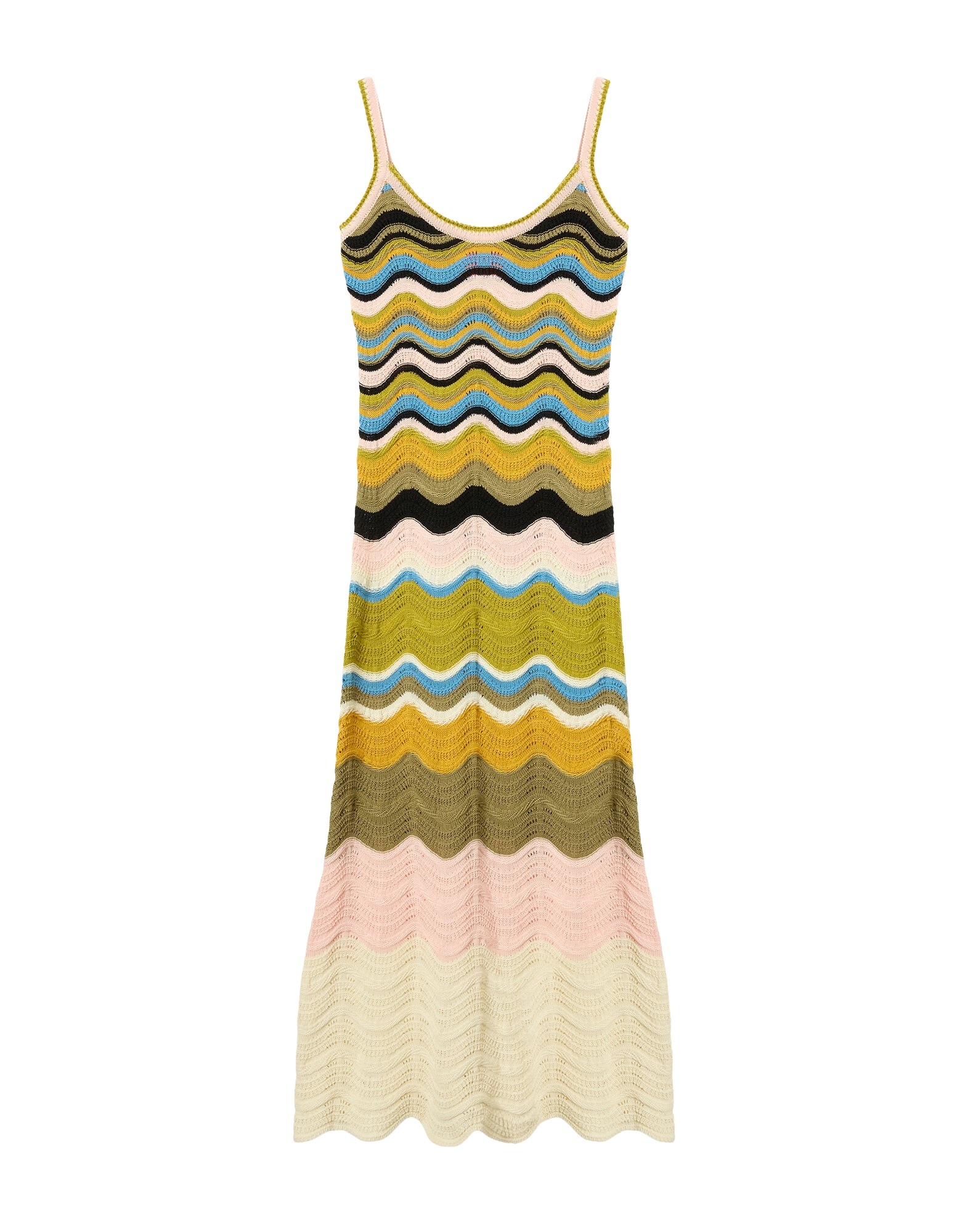 La DoubleJ Chevron Sundress in Multicolor Geen & Pink - Dresses - Milanese Maximalist Fashion at Coveti