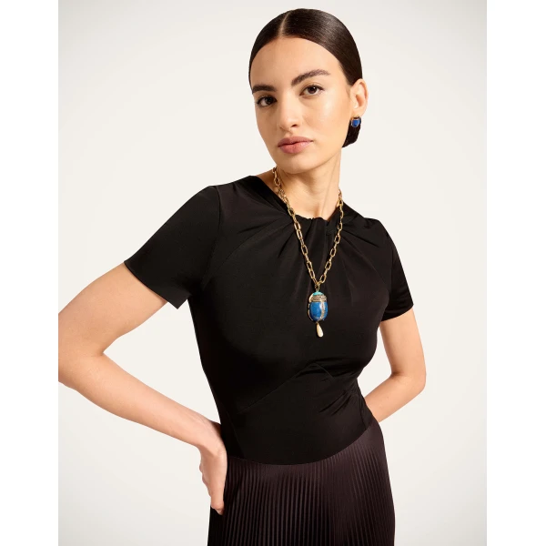 La DoubleJ Chignon Dress in Ambrosia Placée Black - Dresses - Milanese Maximalist Fashion at Coveti