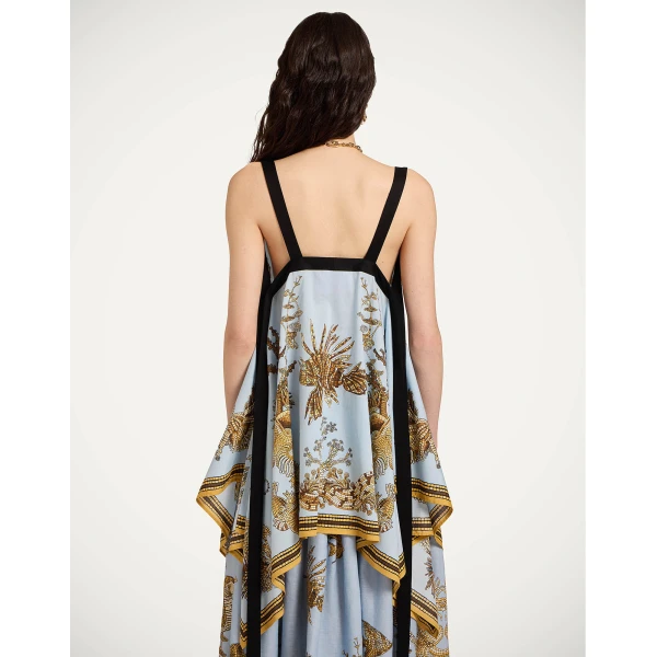 La DoubleJ Cinch Top in Oceania Placée Light Blue - Tops - Milanese Maximalist Fashion at Coveti