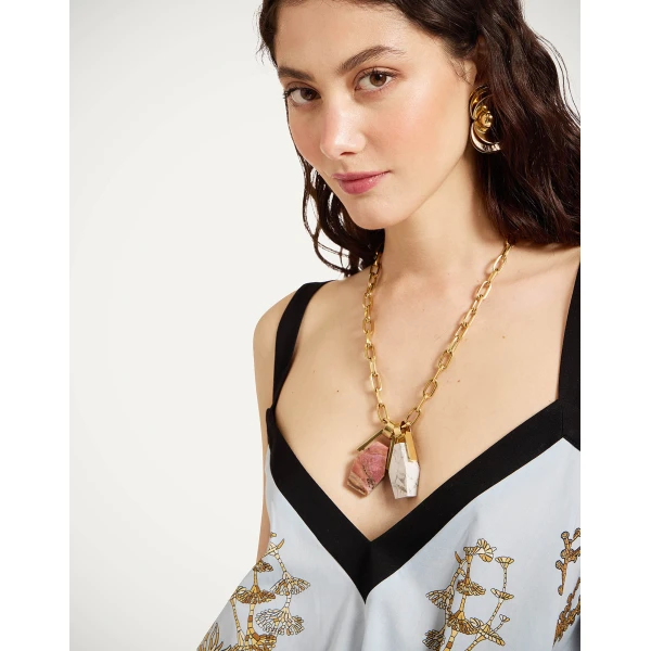 La DoubleJ Cinch Top in Oceania Placée Light Blue - Tops - Milanese Maximalist Fashion at Coveti