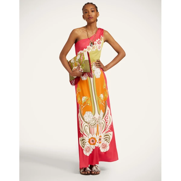 La DoubleJ Clingy Roy Dress in Ambrosia Placée Orange - Dresses - Milanese Maximalist Fashion at Coveti