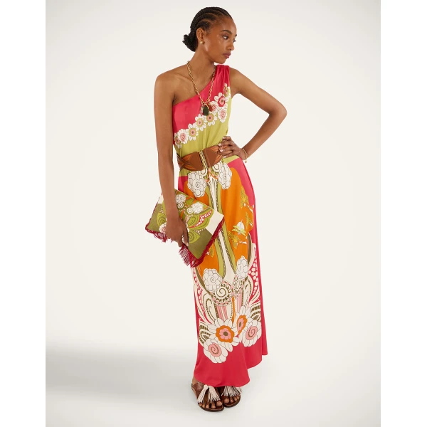 La DoubleJ Clingy Roy Dress in Ambrosia Placée Orange - Dresses - Milanese Maximalist Fashion at Coveti
