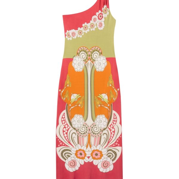 La DoubleJ Clingy Roy Dress in Ambrosia Placée Orange - Dresses - Milanese Maximalist Fashion at Coveti