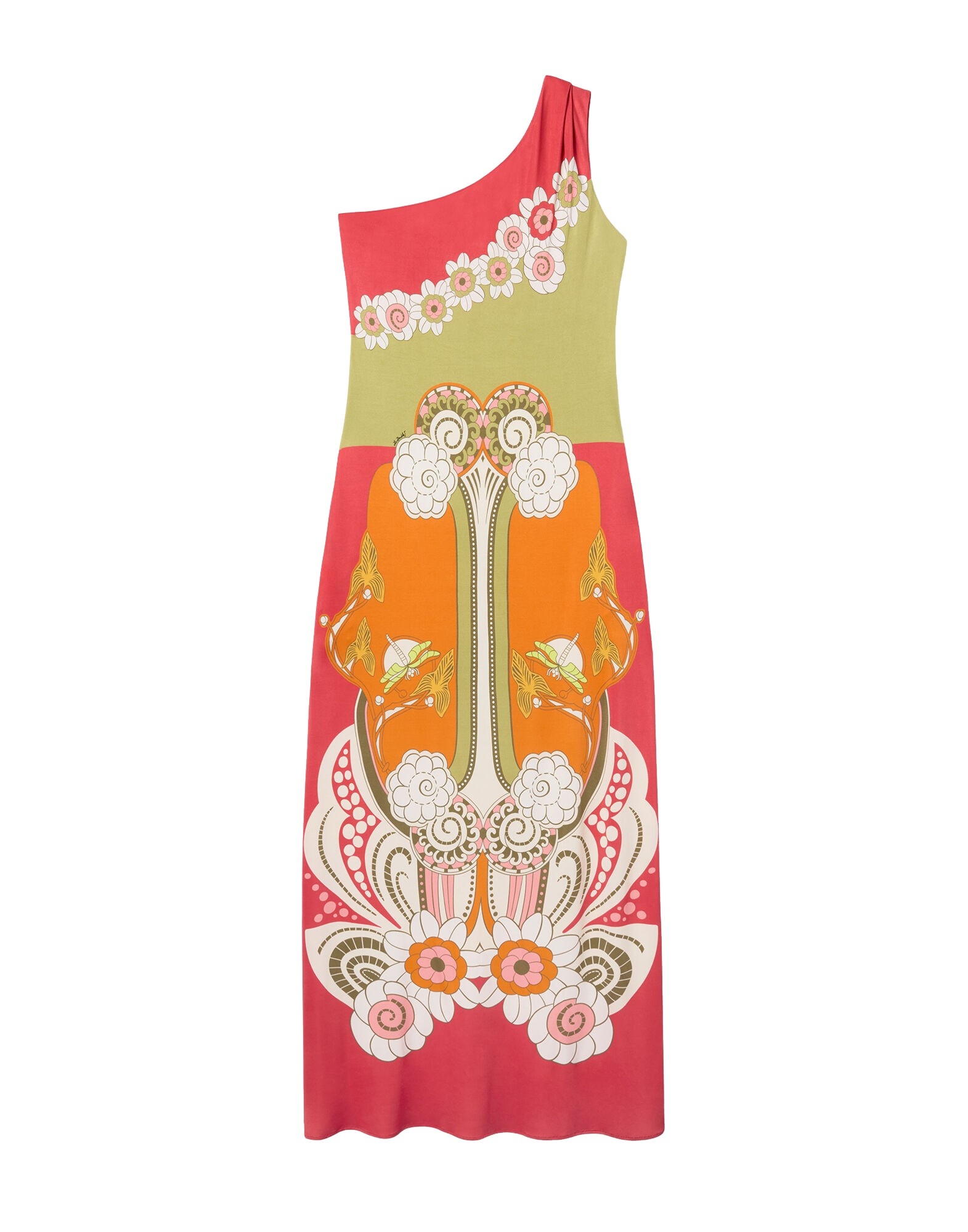 La DoubleJ Clingy Roy Dress in Ambrosia Placée Orange - Dresses - Milanese Maximalist Fashion at Coveti