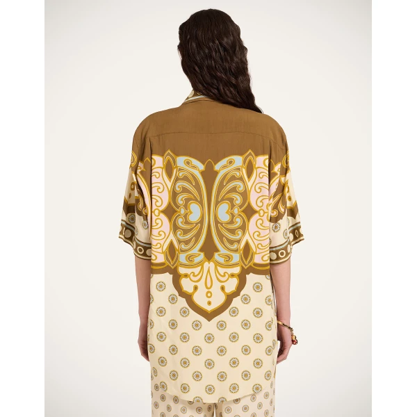 La DoubleJ Club Shirt in Cocoon Placée Brown - Tops - Milanese Maximalist Fashion at Coveti