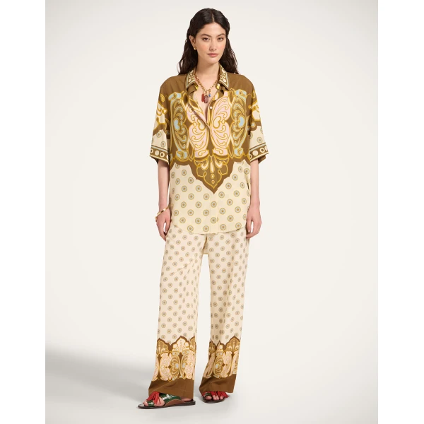 La DoubleJ Club Shirt in Cocoon Placée Brown - Tops - Milanese Maximalist Fashion at Coveti