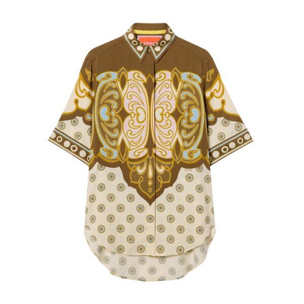 La DoubleJ Club Shirt in Cocoon Placée Brown - Tops - Milanese Maximalist Fashion at Coveti